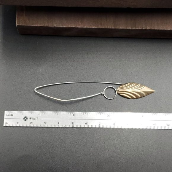 Sterling Silver & Brass Nature Leaf Large Earrings - Picture 4 of 5